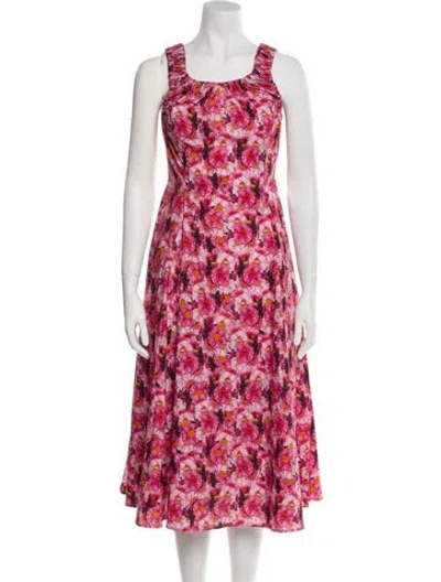 Pre-owned Jonathan Cohen Floral Print Midi Length Dress In Pink