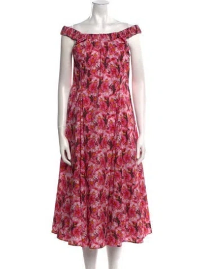 Pre-owned Jonathan Cohen Floral Print Midi Length Dress In Pink