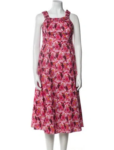 Pre-owned Jonathan Cohen Floral Print Midi Length Dress In Pink