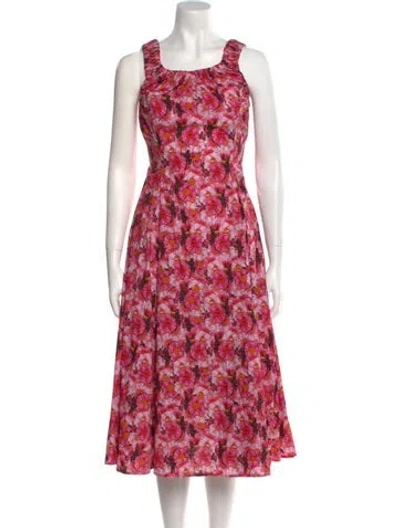 Pre-owned Jonathan Cohen Floral Print Midi Length Dress In Pink