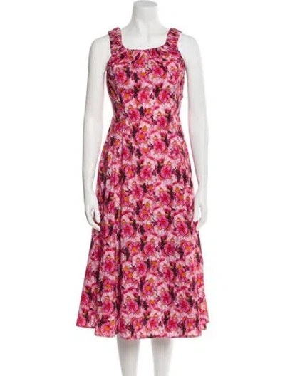Pre-owned Jonathan Cohen Floral Print Midi Length Dress In Pink