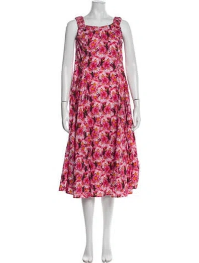 Pre-owned Jonathan Cohen Floral Print Midi Length Dress In Pink