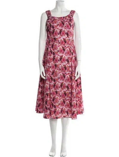 Pre-owned Jonathan Cohen Floral Print Midi Length Dress In Pink