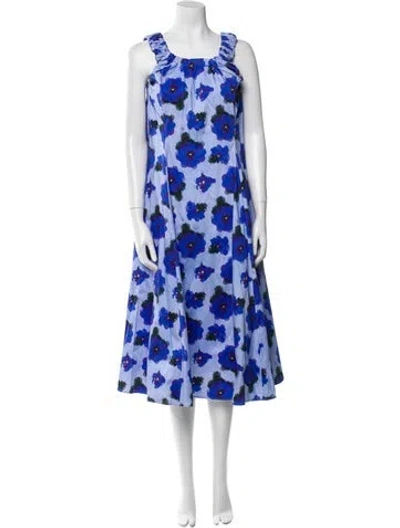 Pre-owned Jonathan Cohen Floral Print Midi Length Dress In Purple