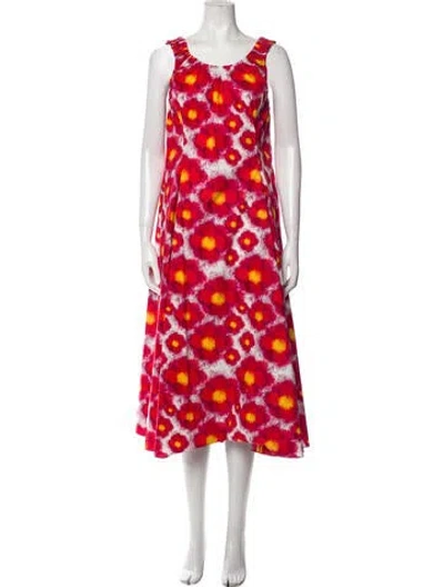 Pre-owned Jonathan Cohen Floral Print Midi Length Dress In Red
