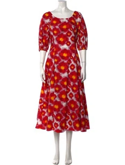Pre-owned Jonathan Cohen Floral Print Midi Length Dress In Red