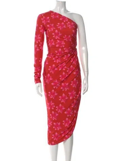 Pre-owned Jonathan Cohen Floral Print Midi Length Dress W/ Tags In Orange
