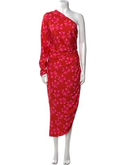 Pre-owned Jonathan Cohen Floral Print Midi Length Dress W/ Tags In Red