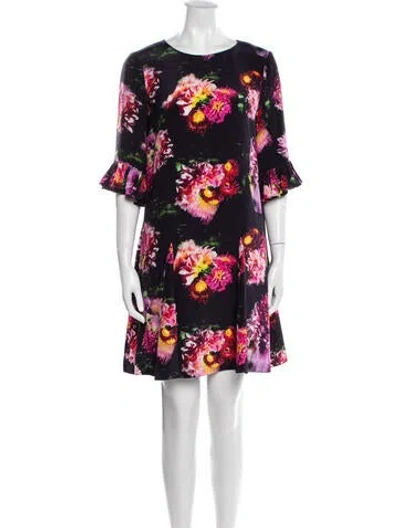 Pre-owned Jonathan Cohen Floral Print Mini Dress In Black