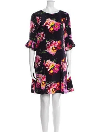 Pre-owned Jonathan Cohen Floral Print Mini Dress In Black