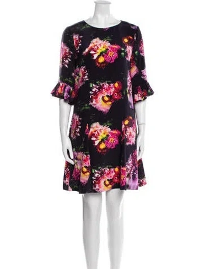 Pre-owned Jonathan Cohen Floral Print Mini Dress In Black