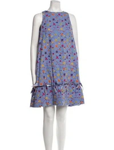 Pre-owned Jonathan Cohen Floral Print Mini Dress In Blue