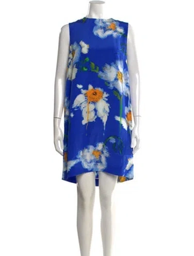 Pre-owned Jonathan Cohen Floral Print Mini Dress In Blue