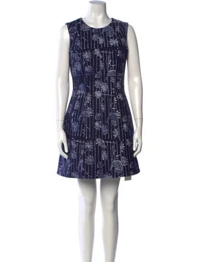Pre-owned Jonathan Cohen Floral Print Mini Dress In Blue
