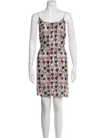 Pre-owned Jonathan Cohen Floral Print Mini Dress In White
