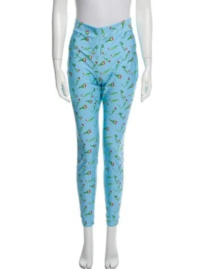 Pre-owned Jonathan Cohen Floral Print Skinny Leg Pants In Blue
