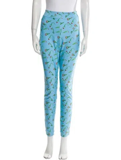 Pre-owned Jonathan Cohen Floral Print Skinny Leg Pants In Blue