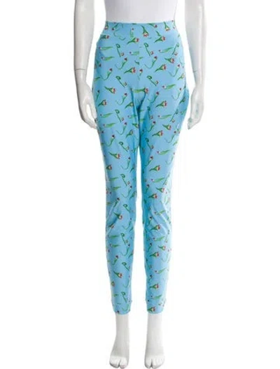 Pre-owned Jonathan Cohen Floral Print Skinny Leg Pants In Blue