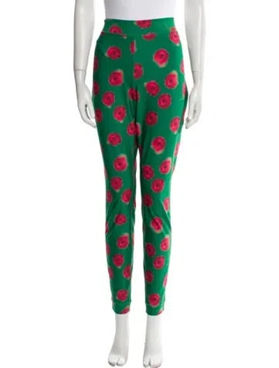 Pre-owned Jonathan Cohen Floral Print Skinny Leg Pants In Green