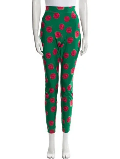 Pre-owned Jonathan Cohen Floral Print Skinny Leg Pants In Green