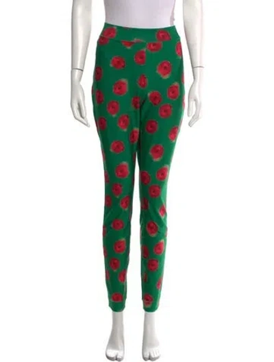 Pre-owned Jonathan Cohen Floral Print Skinny Leg Pants W/ Tags In Green