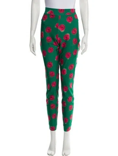 Pre-owned Jonathan Cohen Floral Print Skinny Leg Pants W/ Tags In Green