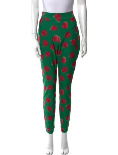Pre-owned Jonathan Cohen Floral Print Skinny Leg Pants W/ Tags In Green