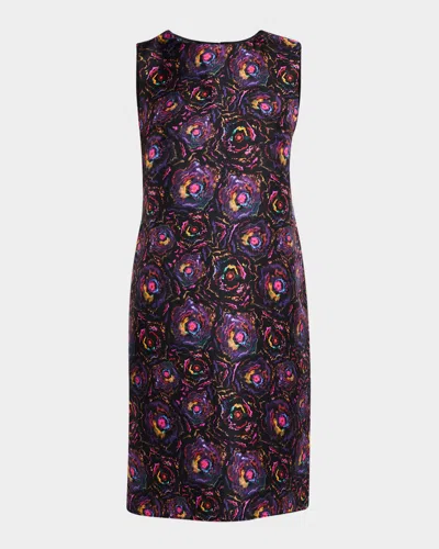 Jonathan Cohen Floral-print Sleeveless Silk Shift Dress In Multi
