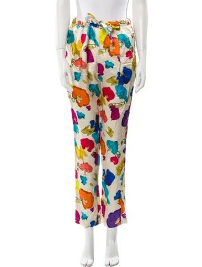Pre-owned Jonathan Cohen Floral Print Straight Leg Pants In Multi
