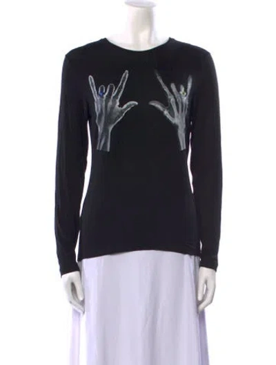 Pre-owned Jonathan Cohen Graphic Print Crew Neck Sweatshirt In Black