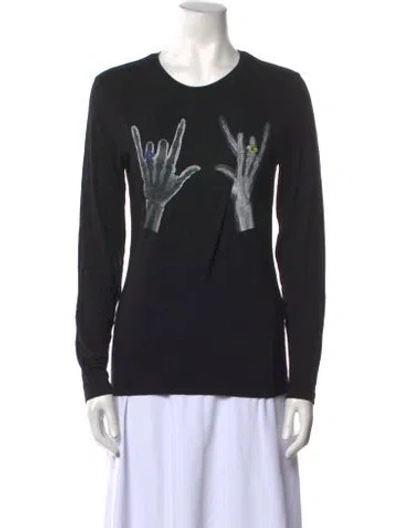 Pre-owned Jonathan Cohen Graphic Print Crew Neck Sweatshirt In Black