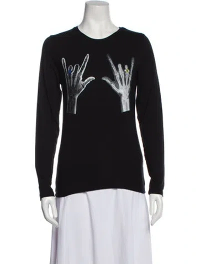 Pre-owned Jonathan Cohen Graphic Print Crew Neck Sweatshirt W/ Tags In Black