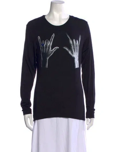 Pre-owned Jonathan Cohen Graphic Print Crew Neck Sweatshirt W/ Tags In Black