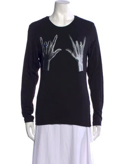 Pre-owned Jonathan Cohen Graphic Print Crew Neck Sweatshirt W/ Tags In Black