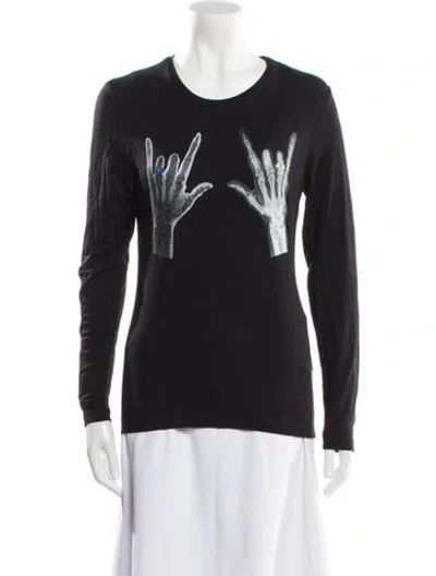 Pre-owned Jonathan Cohen Graphic Print Crew Neck Sweatshirt W/ Tags In Black