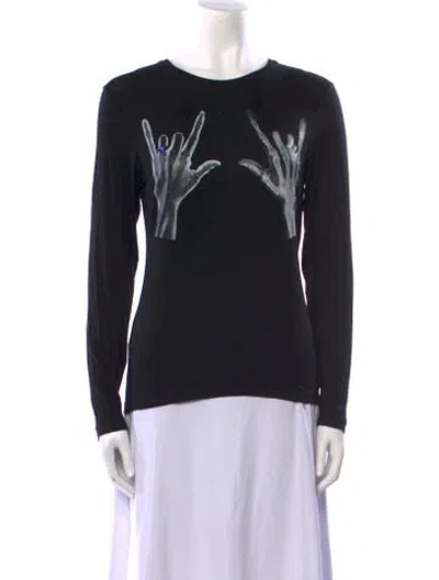 Pre-owned Jonathan Cohen Graphic Print Crew Neck Sweatshirt W/ Tags In Black