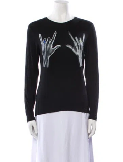 Pre-owned Jonathan Cohen Graphic Print Crew Neck Sweatshirt W/ Tags In Black