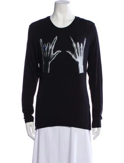 Pre-owned Jonathan Cohen Graphic Print Crew Neck Sweatshirt W/ Tags In Black