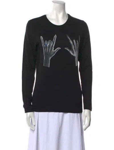 Pre-owned Jonathan Cohen Graphic Print Crew Neck Sweatshirt W/ Tags In Black