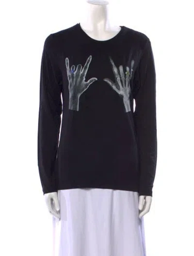 Pre-owned Jonathan Cohen Graphic Print Crew Neck Sweatshirt W/ Tags In Black