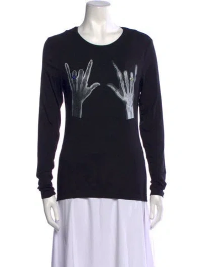 Pre-owned Jonathan Cohen Graphic Print Crew Neck Sweatshirt W/ Tags In Black