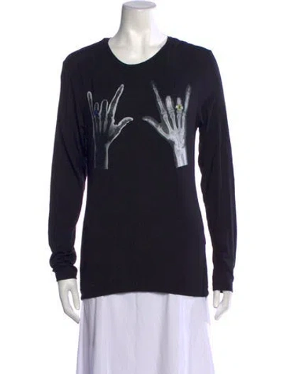 Pre-owned Jonathan Cohen Graphic Print Crew Neck Sweatshirt W/ Tags In Black