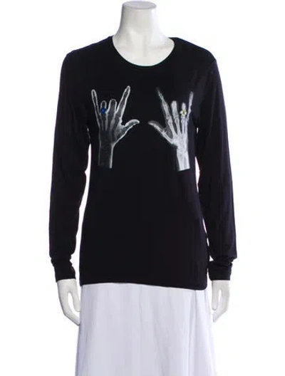 Pre-owned Jonathan Cohen Graphic Print Crew Neck Sweatshirt W/ Tags In Black