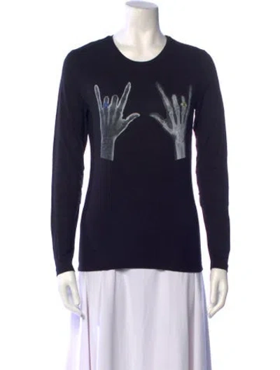 Pre-owned Jonathan Cohen Graphic Print Crew Neck Sweatshirt W/ Tags In Blue