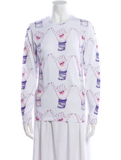 Pre-owned Jonathan Cohen Graphic Print Crew Neck Sweatshirt W/ Tags In White