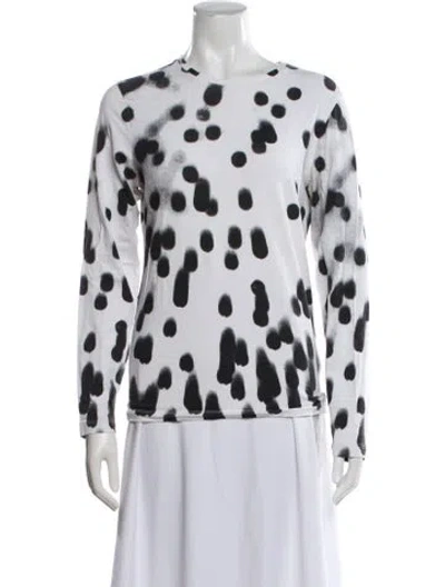 Pre-owned Jonathan Cohen Graphic Print Crew Neck Top In White