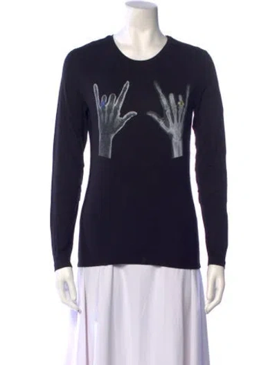 Pre-owned Jonathan Cohen Graphic Print Crew Neck T-shirt W/ Tags In Blue