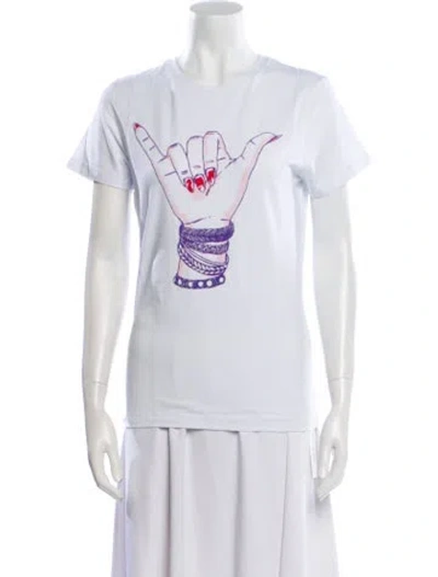 Pre-owned Jonathan Cohen Graphic Print Crew Neck T-shirt W/ Tags In White