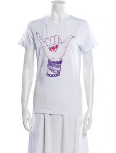 Pre-owned Jonathan Cohen Graphic Print Crew Neck T-shirt W/ Tags In White