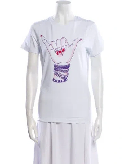 Pre-owned Jonathan Cohen Graphic Print Crew Neck T-shirt W/ Tags In White